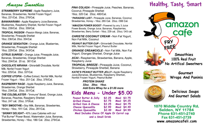 Amazon Cafe LI - Menu Front